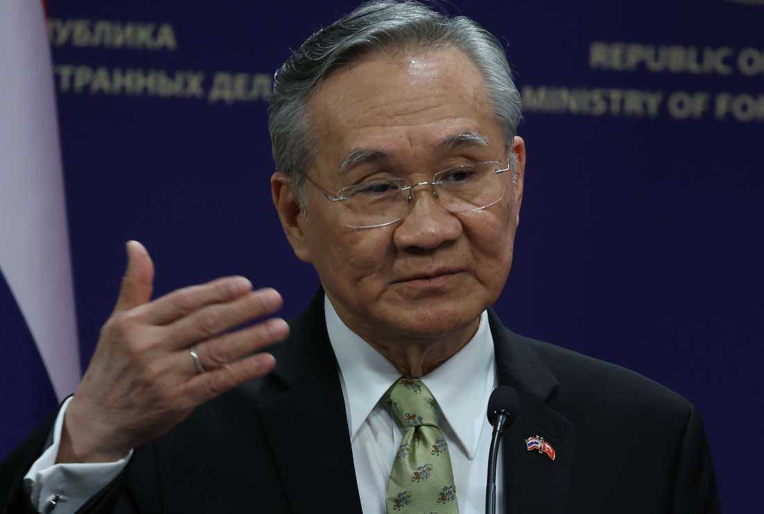 Thailand's Foreign Minister and Deputy Prime Minister Don Pramudwinai gives a press following his meeting with his Turkish counterpart in Ankara, on Jan. 26