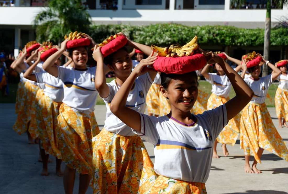 Fatiha, (front), dances in a cultural show in school when they were living in Mindanao